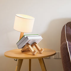 Wooden Table Lamp, Bedside Reading Lamp, Fabric Lighting