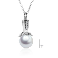 Sterling Silver Pearl Urn Necklace For Ashes Cremation Jewelry