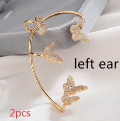 Fashion Gold Metal Butterfly Ear Clips Sparkling Zircon Without Piercing Ear Cuff Clip Earrings For Women Jewelry Gift