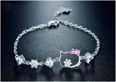 Cute cat sterling silver bracelet