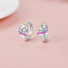 Sterling Silver Unicorn Hoop Earrings Unicorn Jewelry Birthday Gifts for Women Her Daughter
