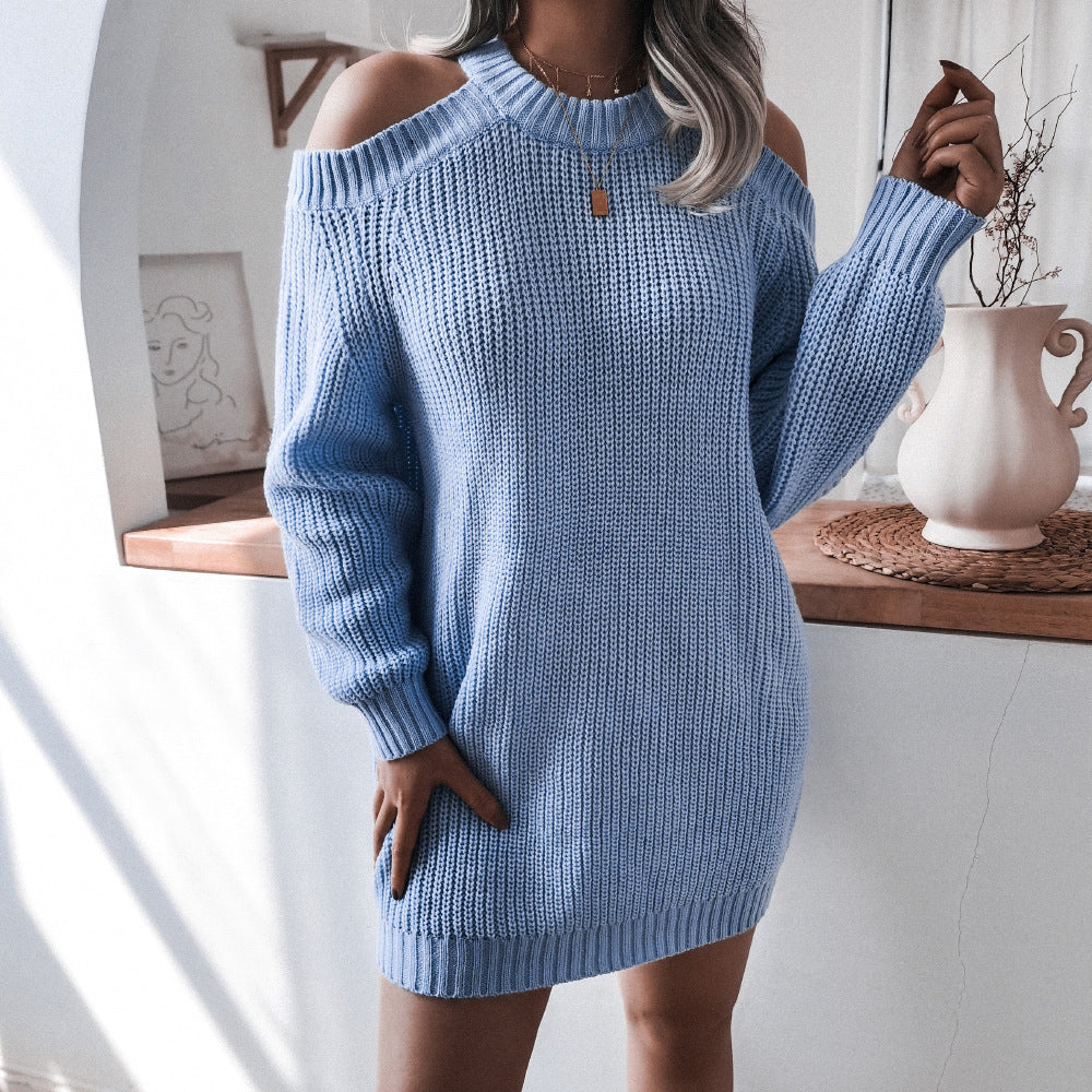 Knitwear College Sweaters Sweater For Women Long Blue Gray