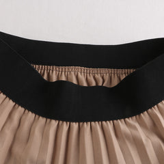 Early Autumn New High-waisted, Thin, Large-length, Elastic Waist, Pleated Stitching, Lace, Mid-length Skirt, Female Skirt