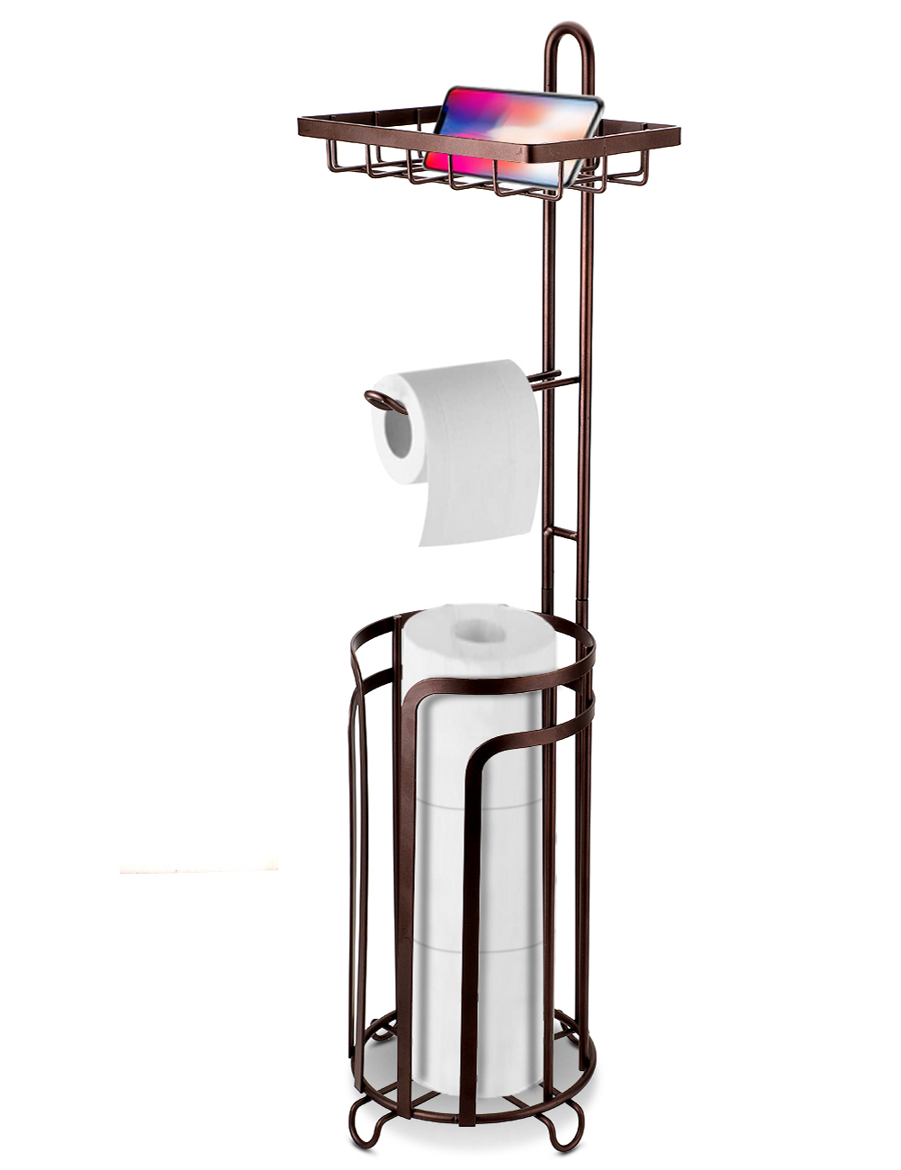 Metal Compact Hanging Over the Tank Toilet Tissue Paper Roll Holder and  Dispenser for Bathroom Storage