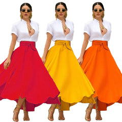 Solid color casual skirt