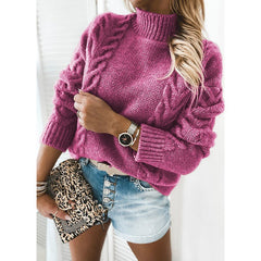 High neck long sleeve sweater casual sweater
