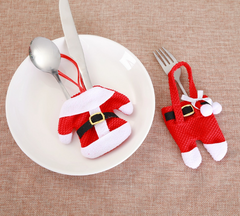 6 pcs New Year Holder Chirstmas Cutlery Knife Fork Cutlery Set Trousers Skirt 2021 Navidad Christmas Christmas Decorations for Home