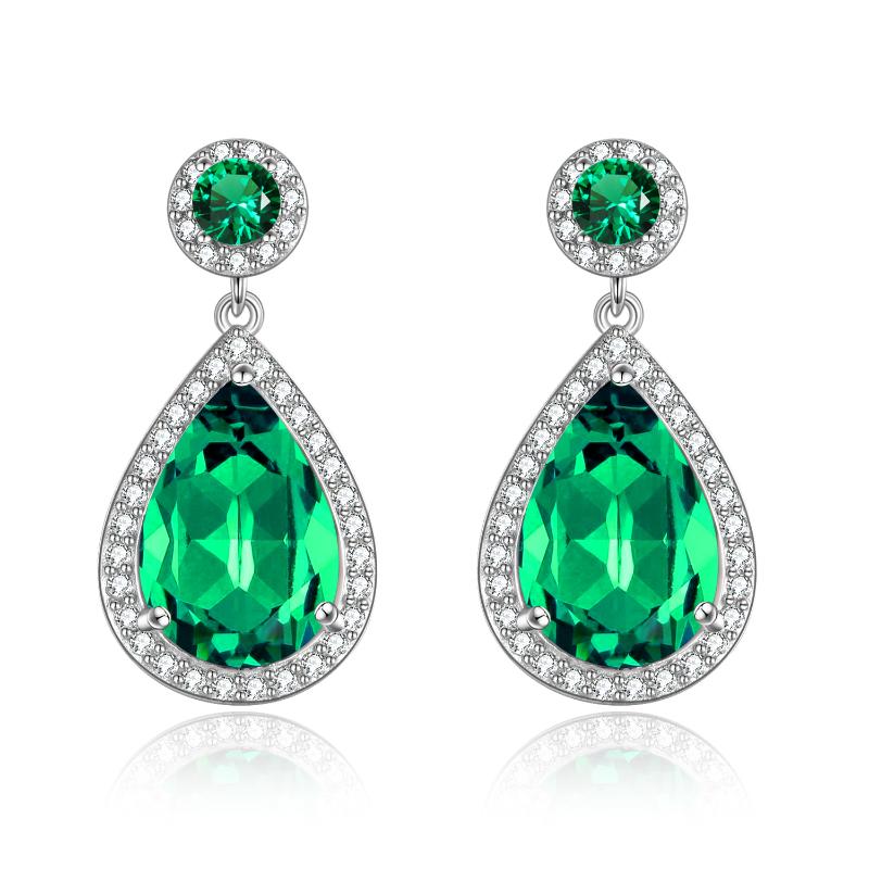 Sterling Silver Emerald Stud Earrings Jewelry