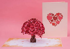 Paper Love Tree of Hearts Pop Up Card, Handmade 3D Popup Greeting Cards for Mothers Day, Valentines Day, Wedding, Anniversary, Love, Romance, Thinking of You, All Occasion