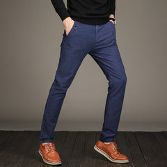 2021 spring and autumn stretch new casual pants men's straight slim cotton and linen men's pants