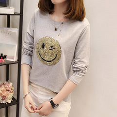Round neck smiley casual bottoming shirt