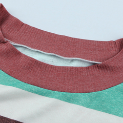 Striped round neck thread stitching women's sweater