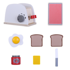 Wooden Simulation Pop-Up Toaster Playset With Dial To Indicate The Size Setting