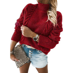High neck long sleeve sweater casual sweater