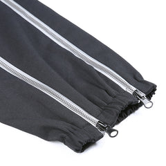 Side reflective zipper slit casual pants