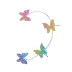 Glitter Butterfly Ear Clip And Ear Hook Earrings