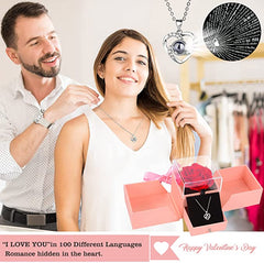 Preserved Rose Valentine's Day Gifts for Her, Eternal Rose Gifts for Girlfriend with I Love You Necklace, Real Rose Birthday Gifts for Wife Mom Women on Anniversary Mother's Day