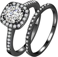 ManRiver 2PC Stackable Rings for Women - Full Rhinestone Studded Diamond Zirconia Wedding Rings Jewelry Gifts Size 6-11