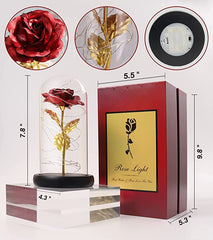 GUCED Forever Flower Red Glass Rose, Valentines Day