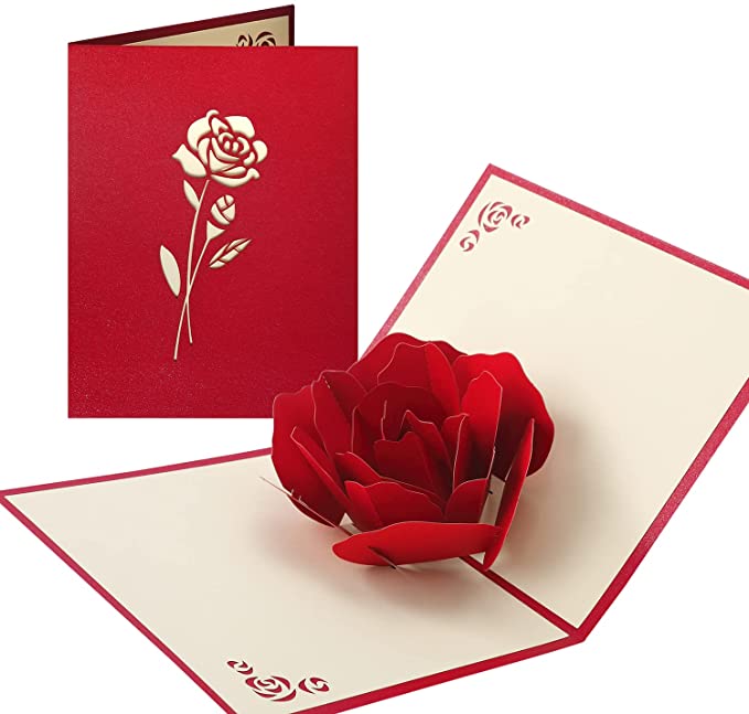 VUDECO Love Pop Cards 3D Card Rose Anniversary Cards with Envelope Pop Up Birthday Card Happy Anniversary Card Valentines Card Pop Up Pop Up Card Anniversary Card for Parents Mothers Day Pop Up Card