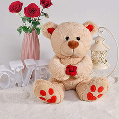 Valentines Day Gifts for Her Wife Fiancée Girlfriend,11 inch Rose Flower Teddy Bear Cute Plush Gift for Women Mom Teenage Girls, Romantic Gifts for Valentines Wedding Anniversary Birthday Mothers Day