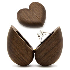 MUUJEE Secret Heart Ring Box - Engagement or Proposal Wood Ring Holder Gift, Valentines or Anniversary Gift
