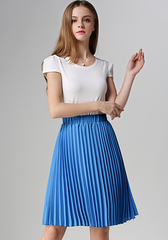 Women Chiffon Pleated Vintage High Waist Skirt