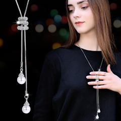 Korean fashion accessories, sweater chain, Crystal Snowflake Necklace, long necklace necklace, tassel sweater chain