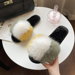 New Women's Home Slippers Winter Warm Shoes Indoor Plush Slippers Fluffy Female Flat Fur Shoes For Ladies Soft Slippers
