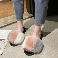 New Women's Home Slippers Winter Warm Shoes Indoor Plush Slippers Fluffy Female Flat Fur Shoes For Ladies Soft Slippers