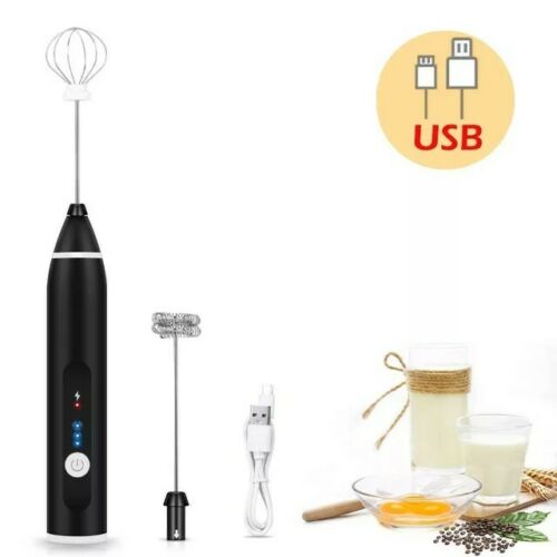 USB Rechargeable Milk Frother Handheld Double Whisk Foam Maker Coffee Egg  Mixer
