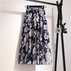 Printed Chiffon Large Skirt Mid-length Floral Bohemian