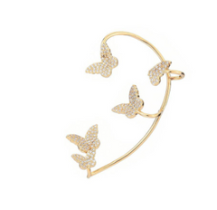 Fashion Gold Metal Butterfly Ear Clips Sparkling Zircon Without Piercing Ear Cuff Clip Earrings For Women Jewelry Gift