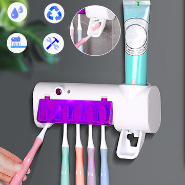 UV Light Toothbrush Sterilizer Dustproof Toothbrush Wall Mount Rack